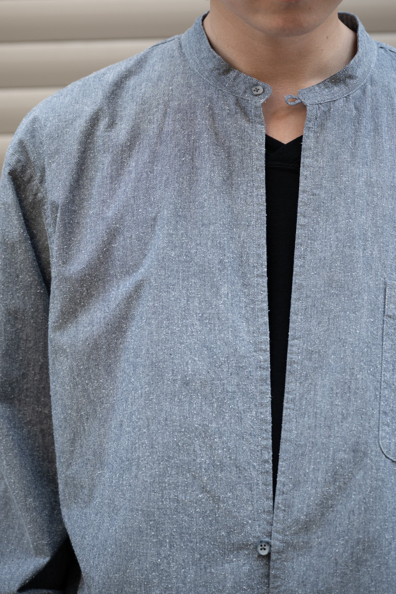Marvine Pontiak shirt makers / Stand collar 2 Button SH -NEP GRAY