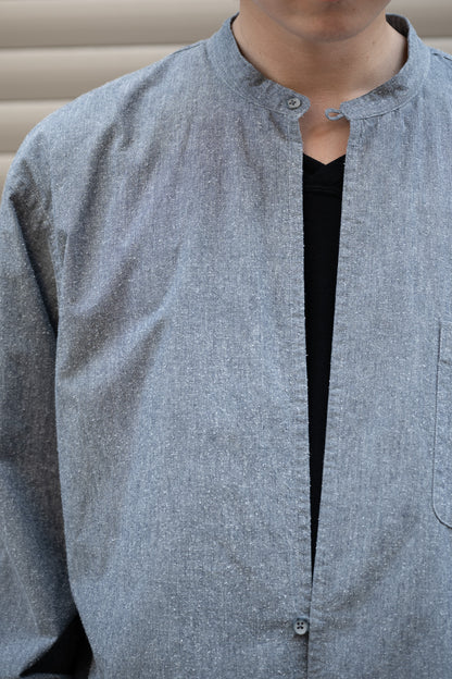 Marvine Pontiak shirt makers / Stand collar 2 Button SH -NEP GRAY