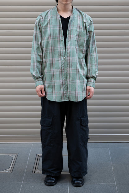Marvine Pontiak shirt makers / Stand Collar 2 Button SH -GREEN TARTAN