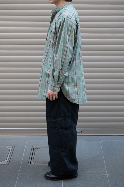 Marvine Pontiak shirt makers / Stand Collar 2 Button SH -GREEN TARTAN