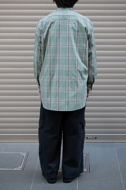 Marvine Pontiak shirt makers / Stand Collar 2 Button SH -GREEN TARTAN