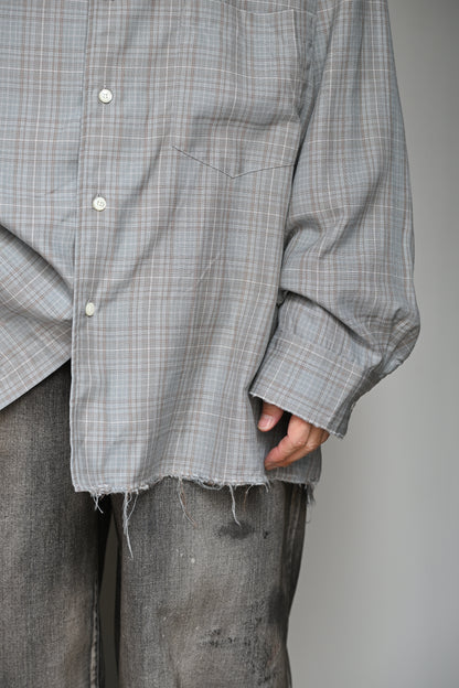 ANCELLM / AGING RAYON CHECK SHIRT -BLUE