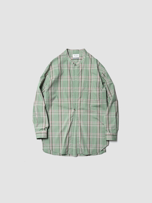 Marvine Pontiak shirt makers / Stand Collar 2 Button SH -GREEN TARTAN