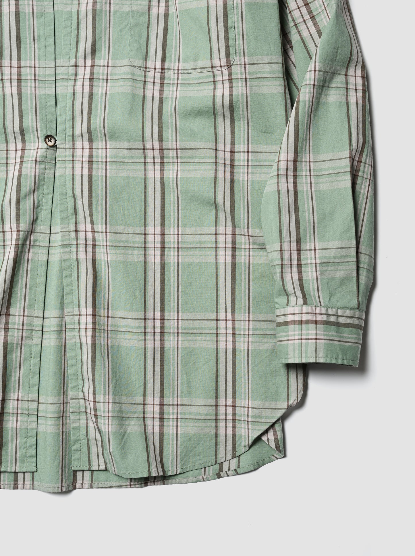 Marvine Pontiak shirt makers / Stand Collar 2 Button SH -GREEN TARTAN