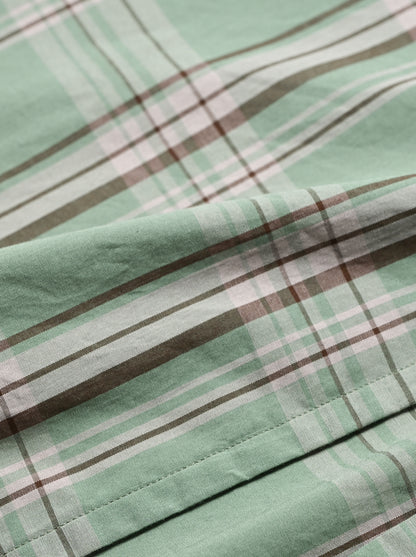 Marvine Pontiak shirt makers / Stand Collar 2 Button SH -GREEN TARTAN