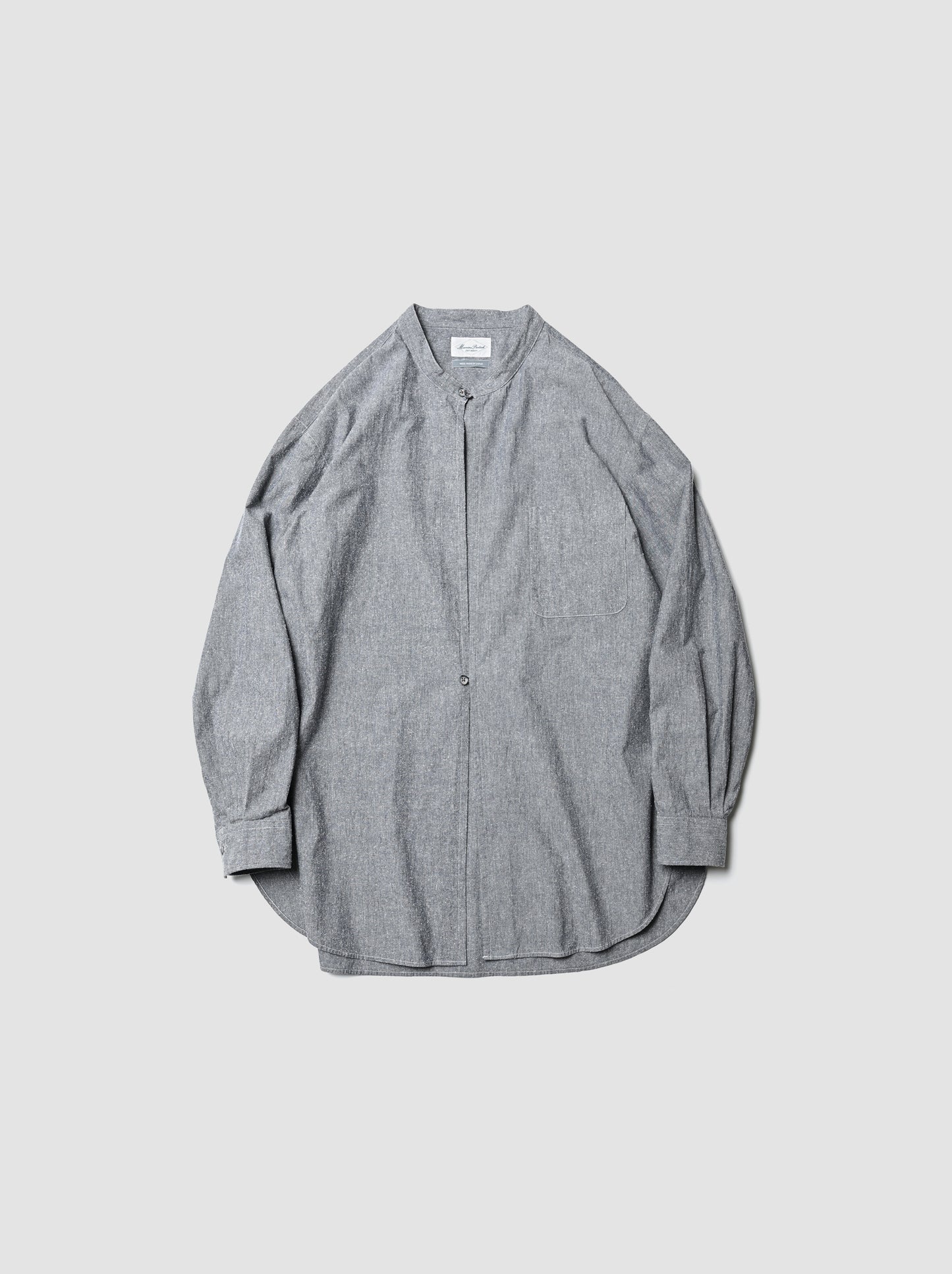 Marvine Pontiak shirt makers / Stand collar 2 Button SH -NEP GRAY