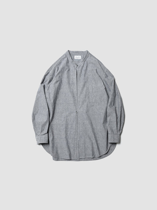 Marvine Pontiak shirt makers / Stand collar 2 Button SH -NEP GRAY