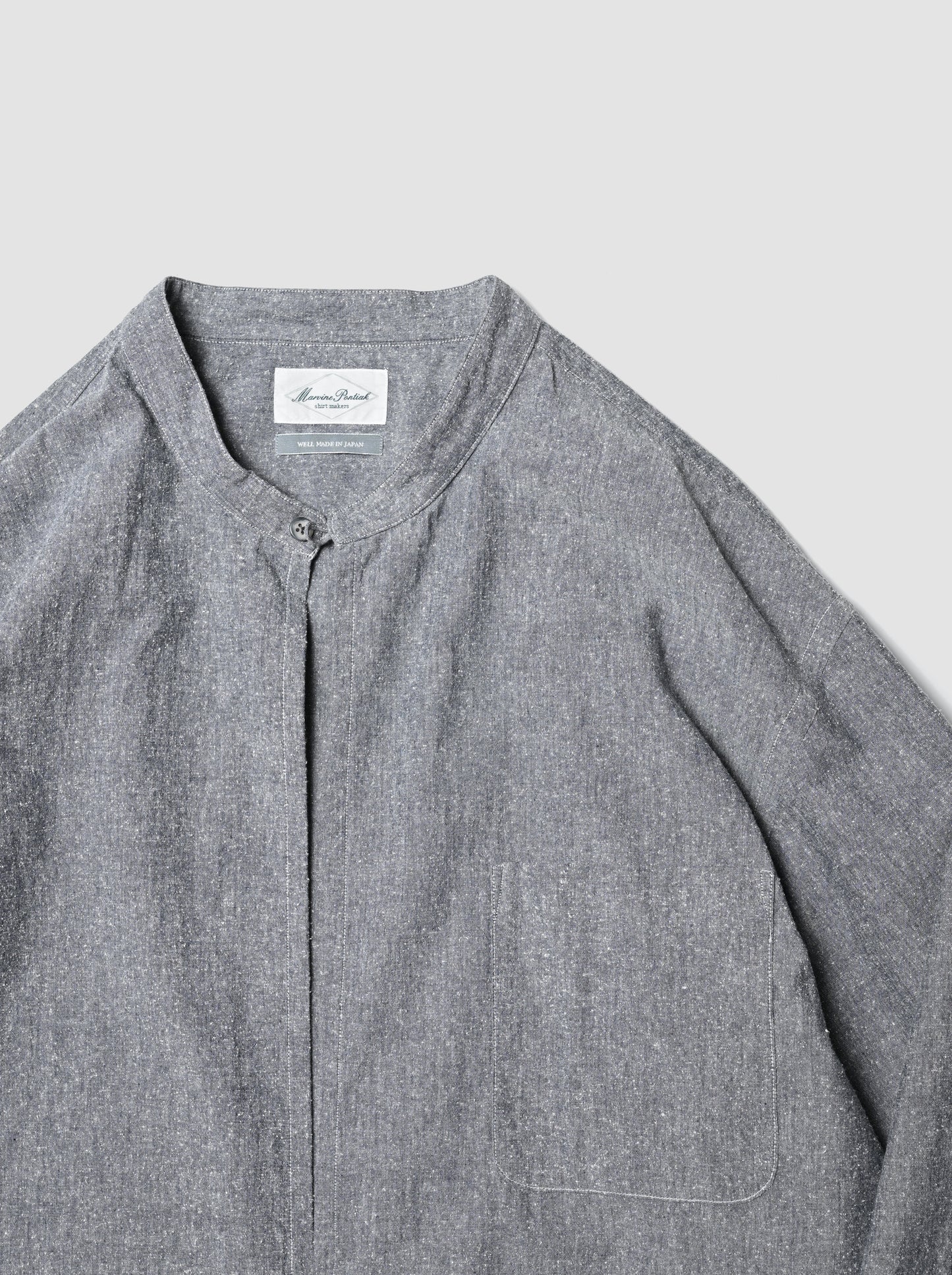Marvine Pontiak shirt makers / Stand collar 2 Button SH -NEP GRAY