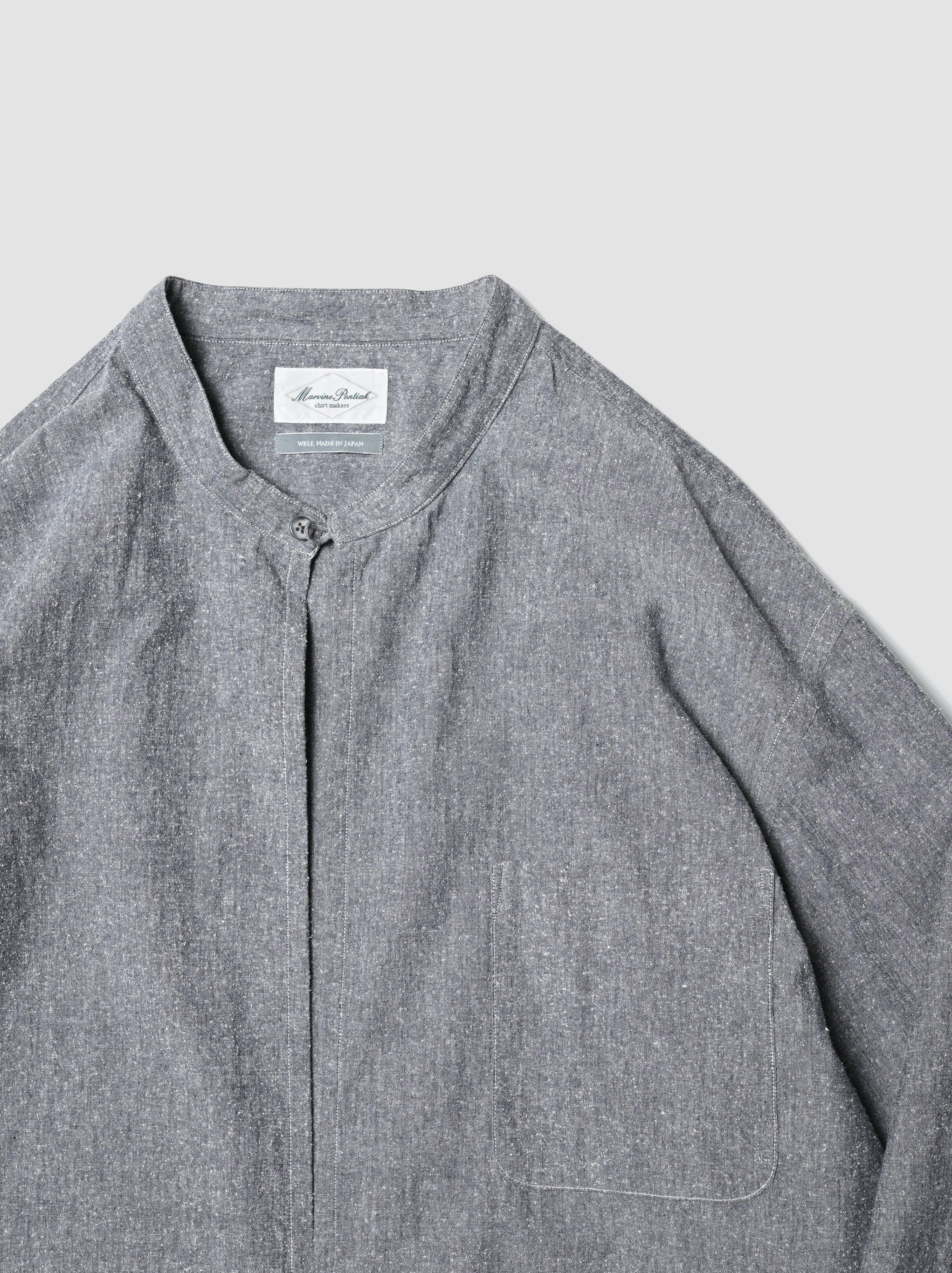 Marvine Pontiak shirt makers / Stand collar 2 Button SH -NEP GRAY