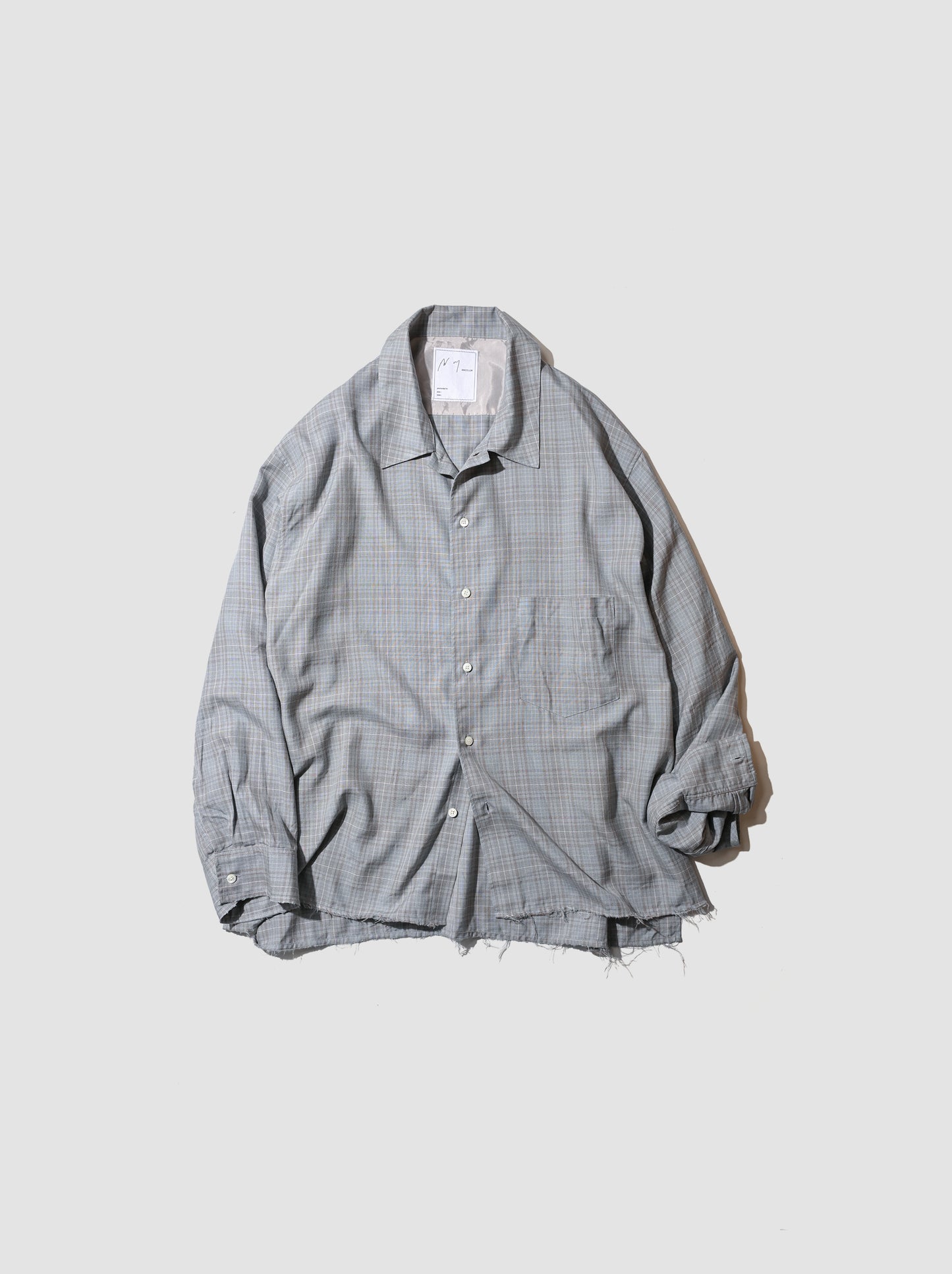 ANCELLM / AGING RAYON CHECK SHIRT -BLUE