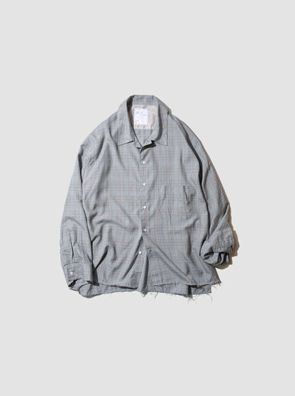 ANCELLM / AGING RAYON CHECK SHIRT -BLUE