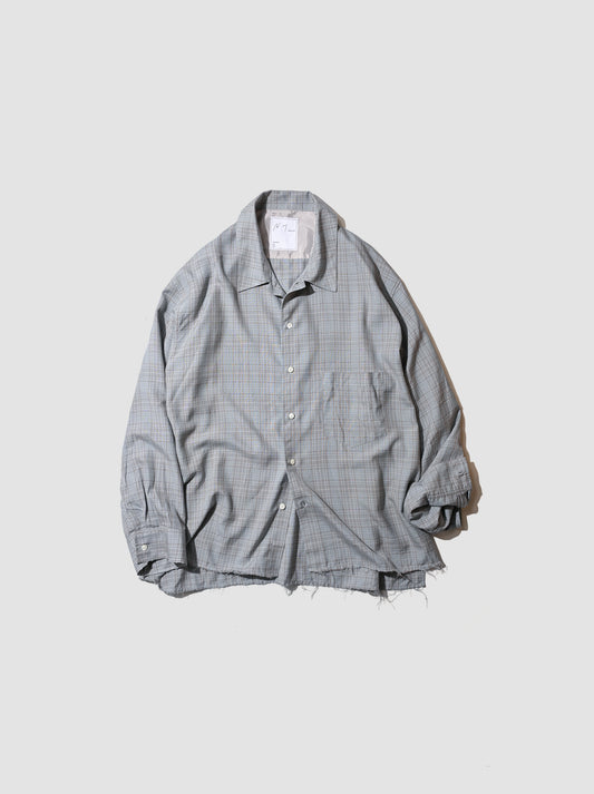 ANCELLM / AGING RAYON CHECK SHIRT -BLUE