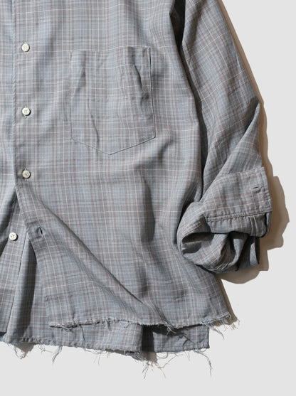ANCELLM / AGING RAYON CHECK SHIRT -BLUE