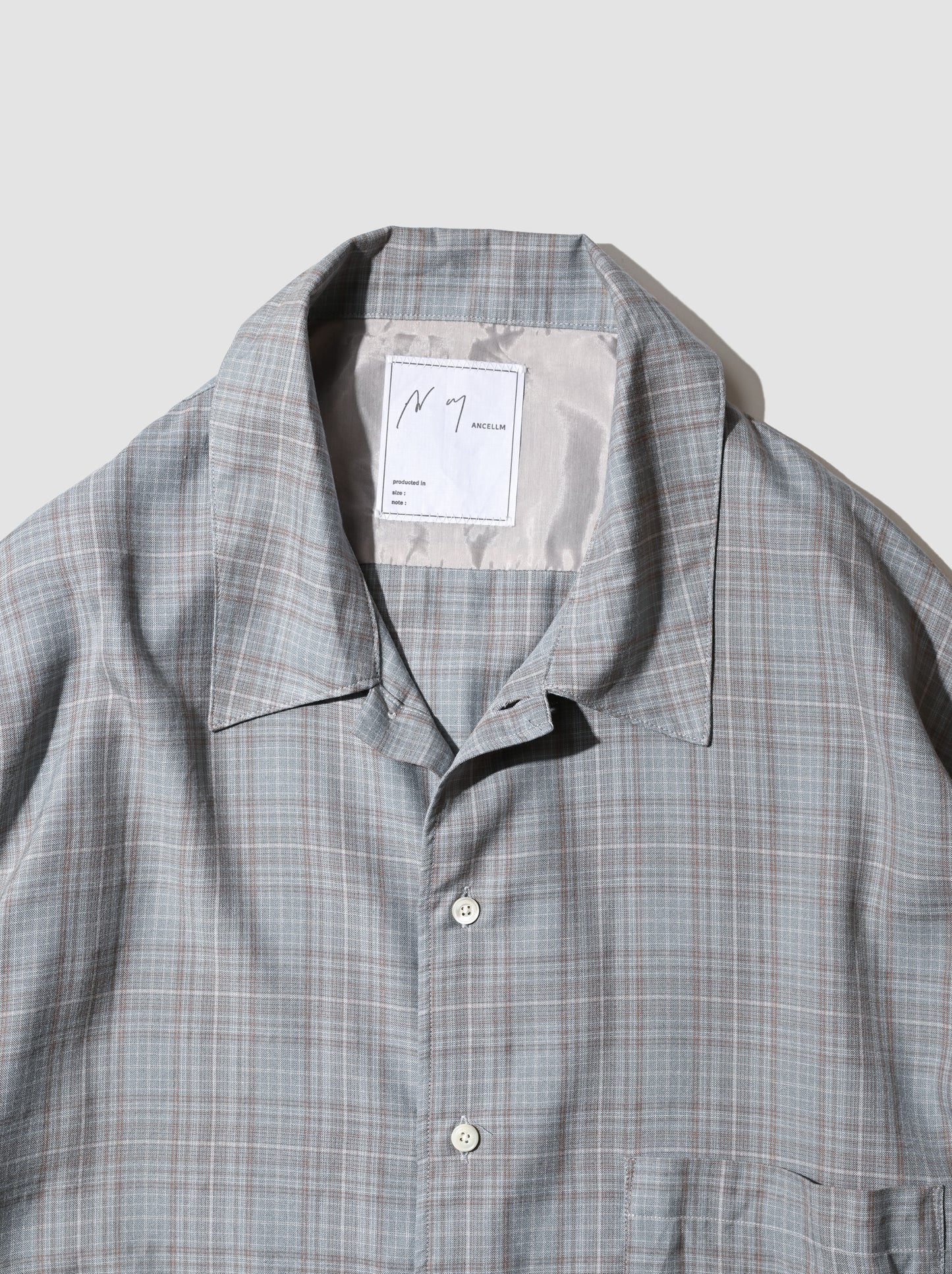 ANCELLM / AGING RAYON CHECK SHIRT -BLUE