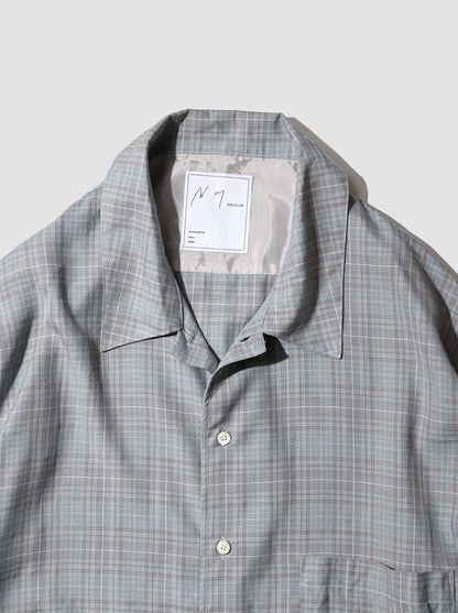 ANCELLM / AGING RAYON CHECK SHIRT -BLUE