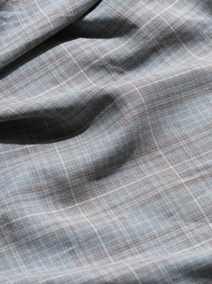 ANCELLM / AGING RAYON CHECK SHIRT -BLUE