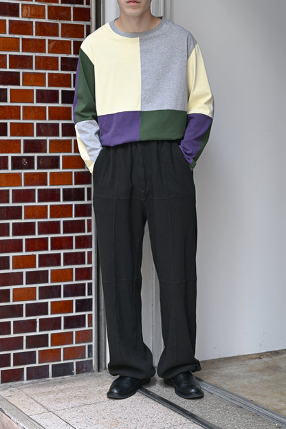 ANCELLM / SWITCHING SMOOTH KNIT PANTS -BLACK