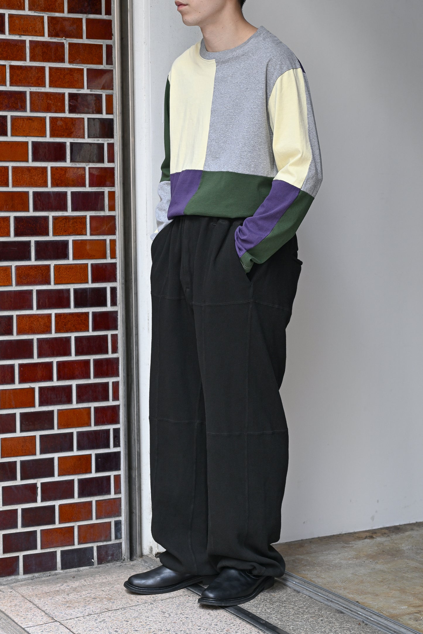 ANCELLM / SWITCHING SMOOTH KNIT PANTS -BLACK