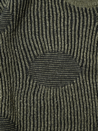 Cristaseya  / RIBBED POLKA DOTS WASHI PAPER SWEATER -Black with Sauge/ Black/Khaki polka dots