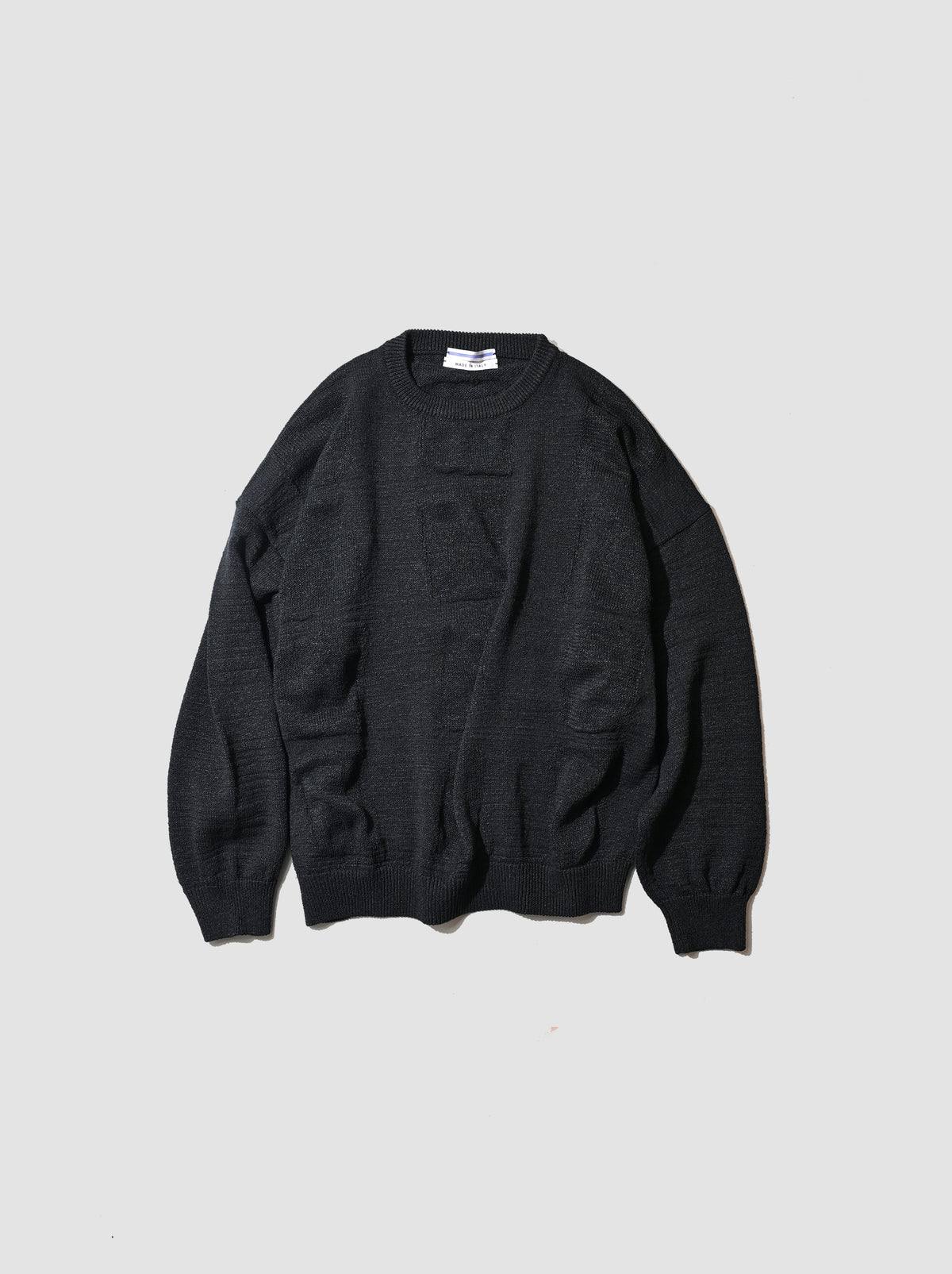 Cristaseya / WASHI PAPER PATCHWORK SWEATER -Black with Black patch 
