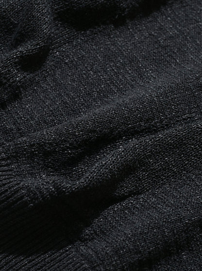 Cristaseya  / WASHI PAPER PATCHWORK SWEATER -Black with Black patch