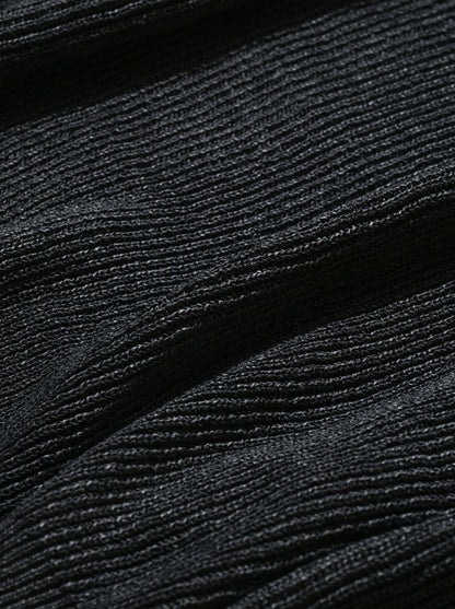 Cristaseya  / RIBBED V NECK DROPSHOULDER SWEATER -Black