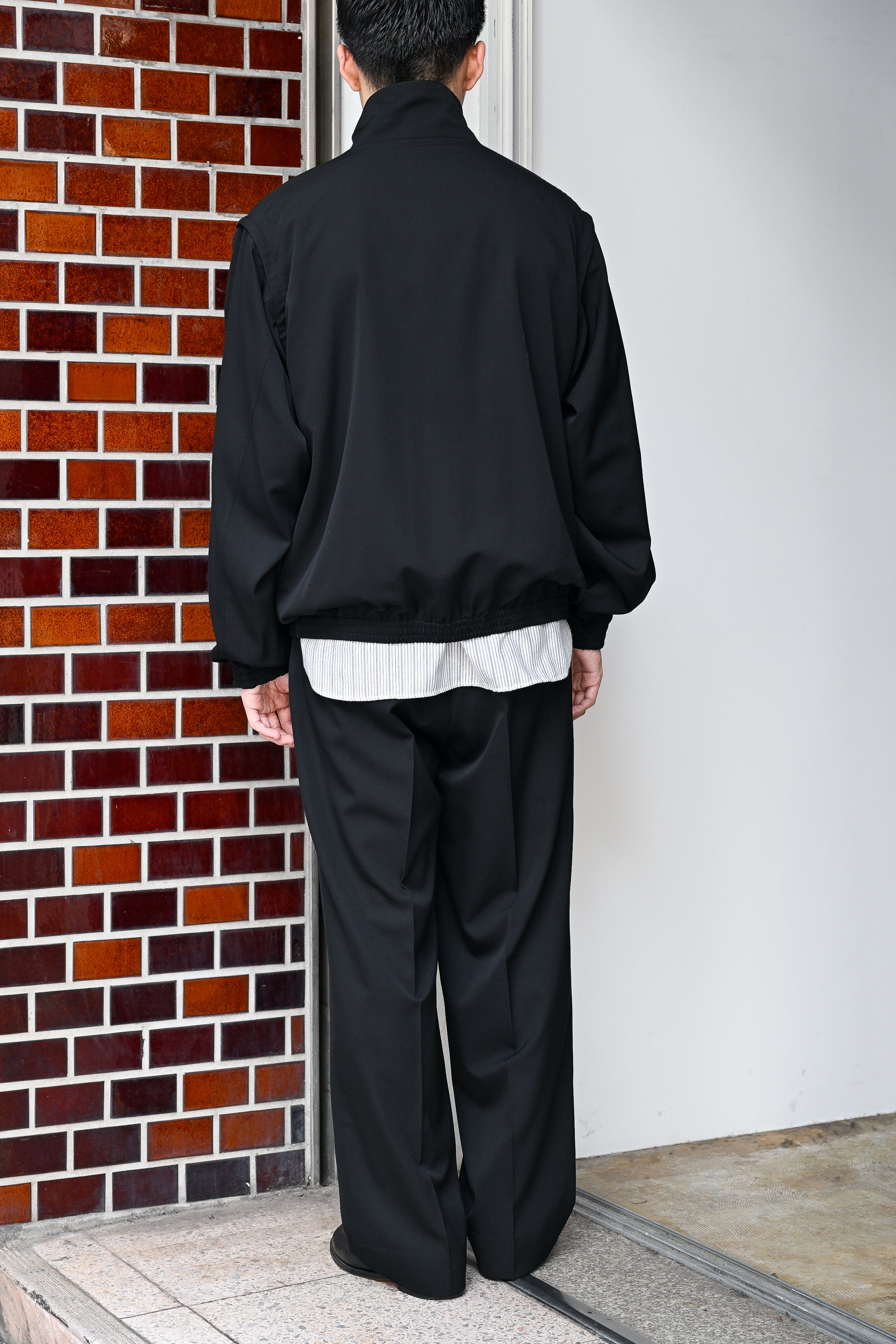 SALSATION® 黒トップス BISOWN / S120 WOOL GABA DETACHABLE BLOUSON - TRUE BLACK