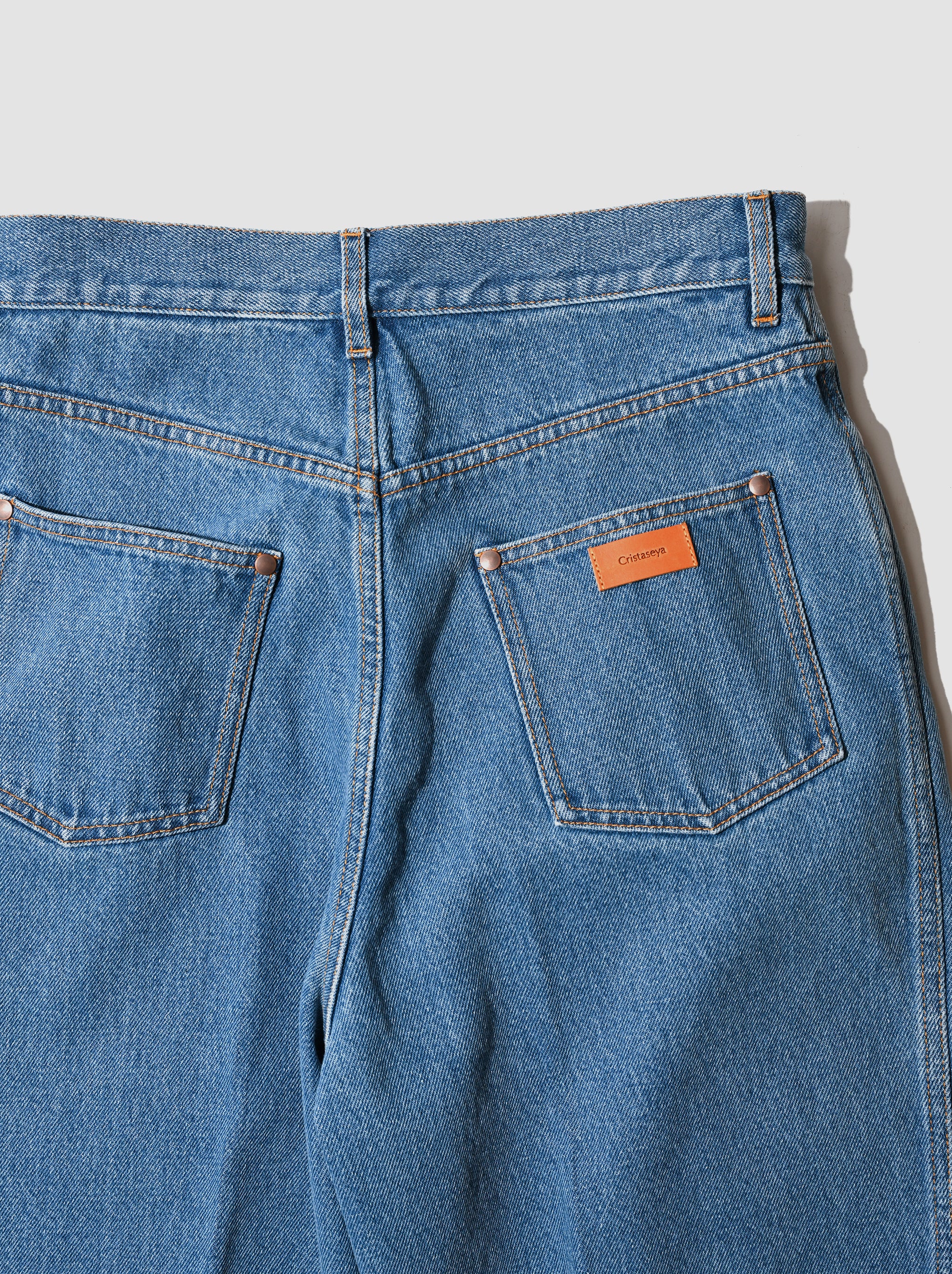Cristaseya / BLEACHED DENIM HIGH- WAISTED JEANS -Bleached denim