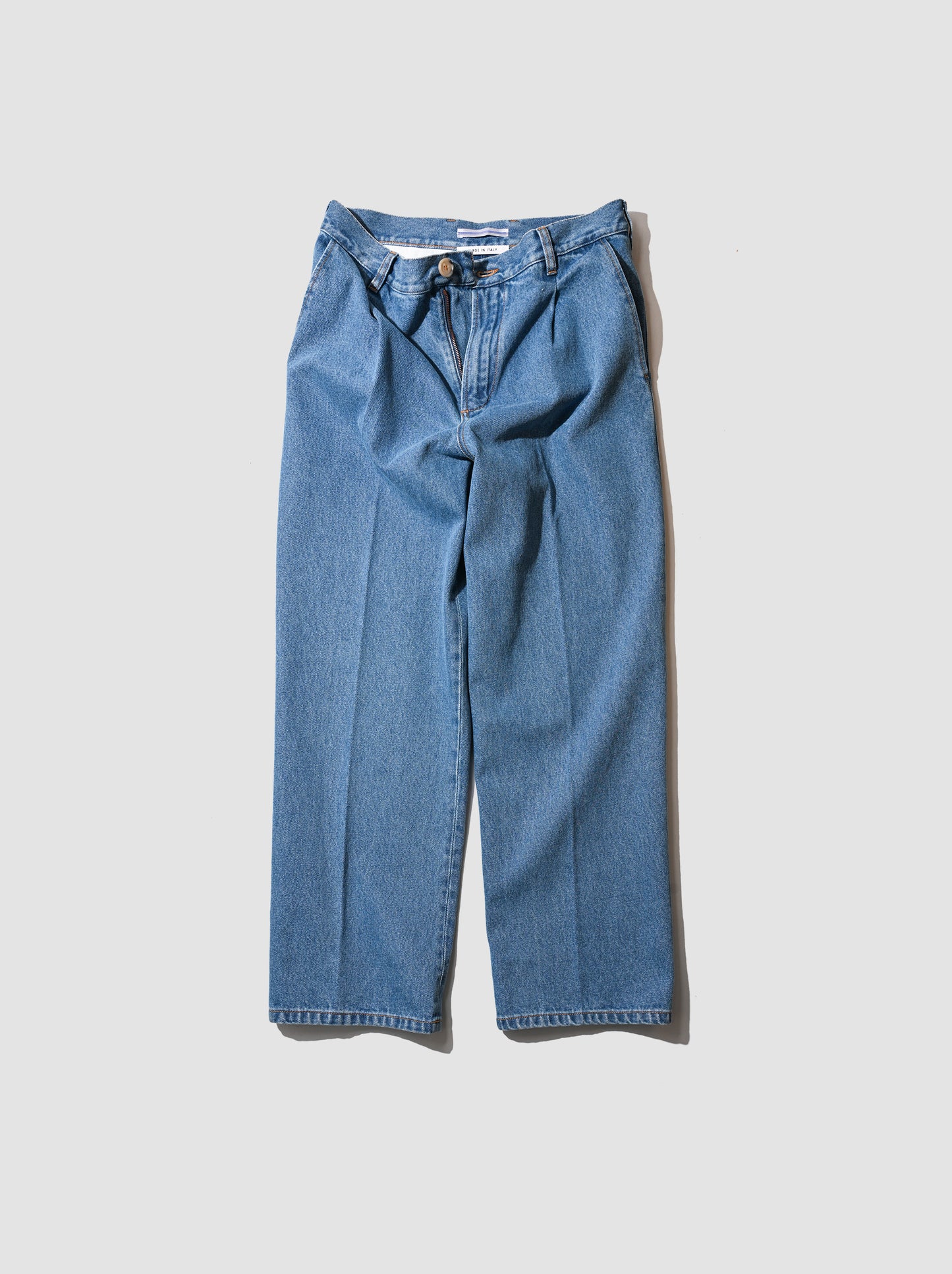Cristaseya / BLEACHED DENIM PLEATED TROUSERS -Bleached denim
