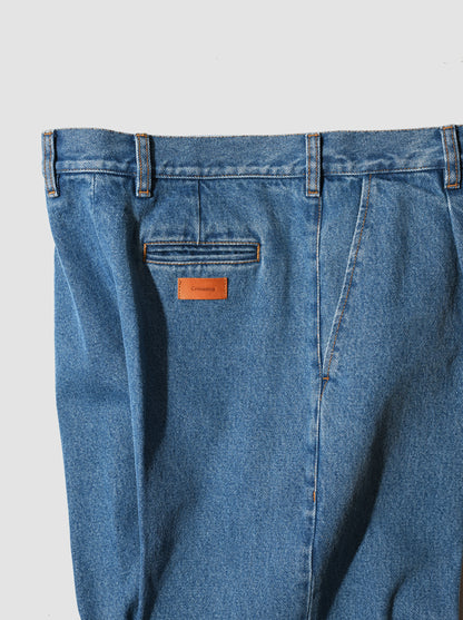 Cristaseya / BLEACHED DENIM PLEATED TROUSERS -Bleached denim