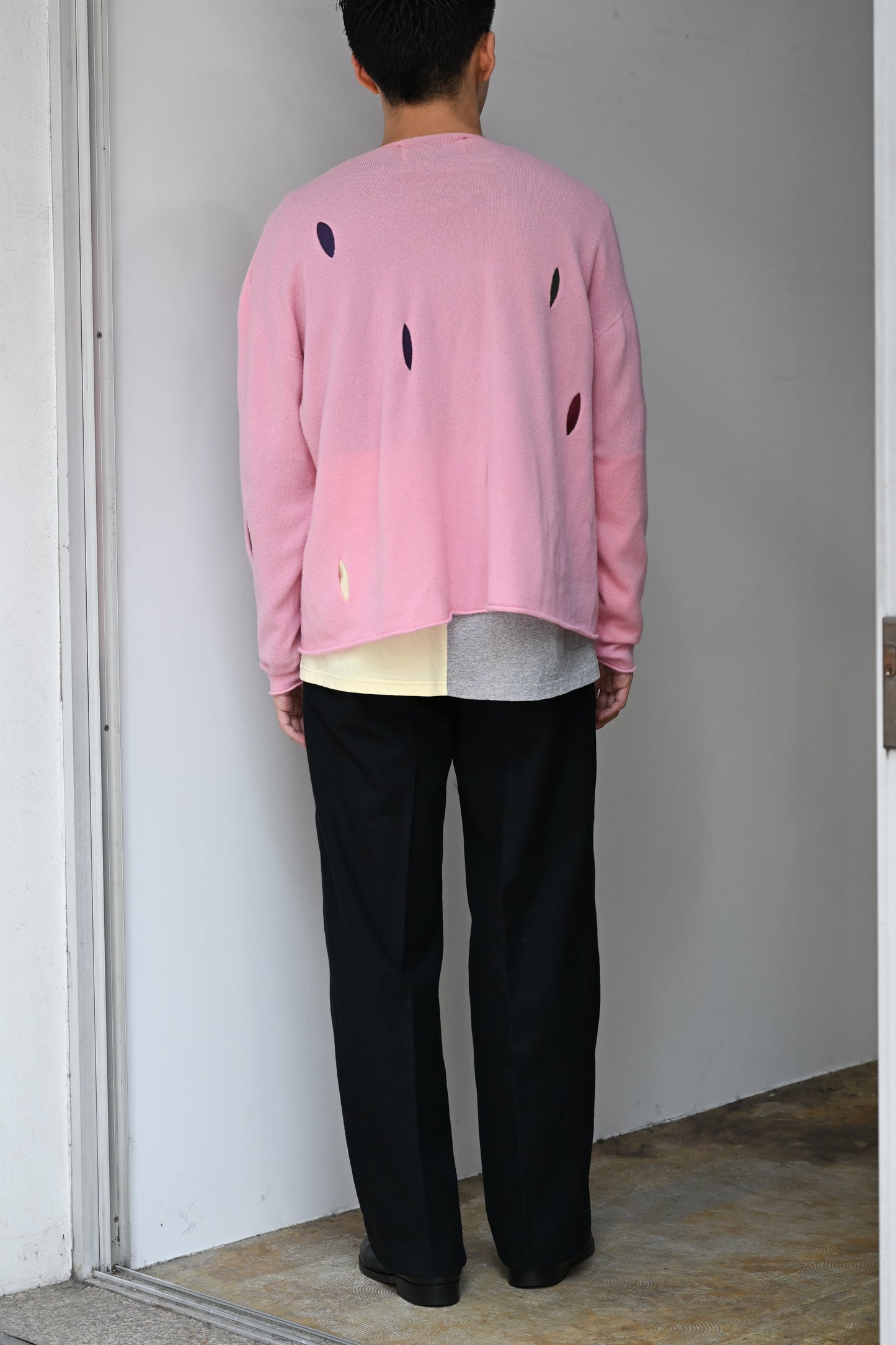 A MACHINE / Raw Edge Sweater in imitation of "Rudi Genreich-1966-Vinyl Mini Dress" -PINK