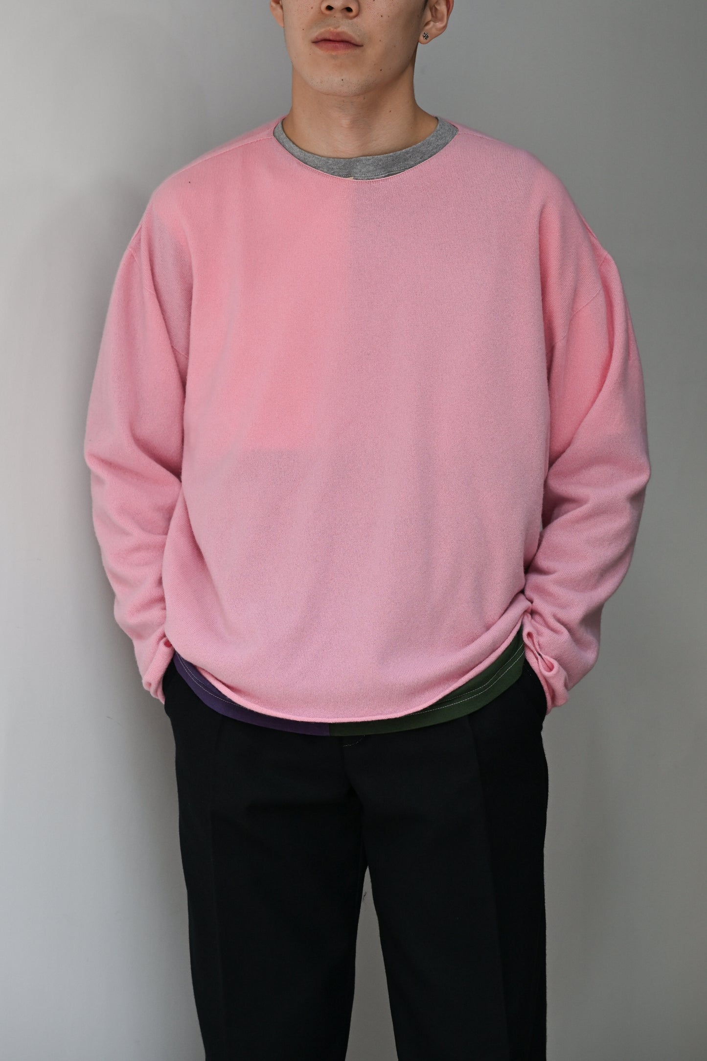 A MACHINE / Raw Edge Sweater in imitation of "Rudi Genreich-1966-Vinyl Mini Dress" -PINK