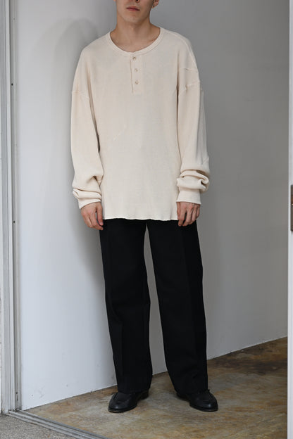 A MACHINE / Thermal Long sleeve T-shirt blanch pattern-city -ECRU