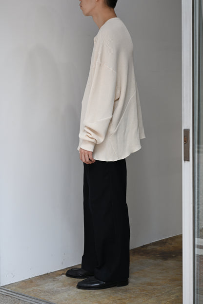 A MACHINE / Thermal Long sleeve T-shirt blanch pattern-city -ECRU