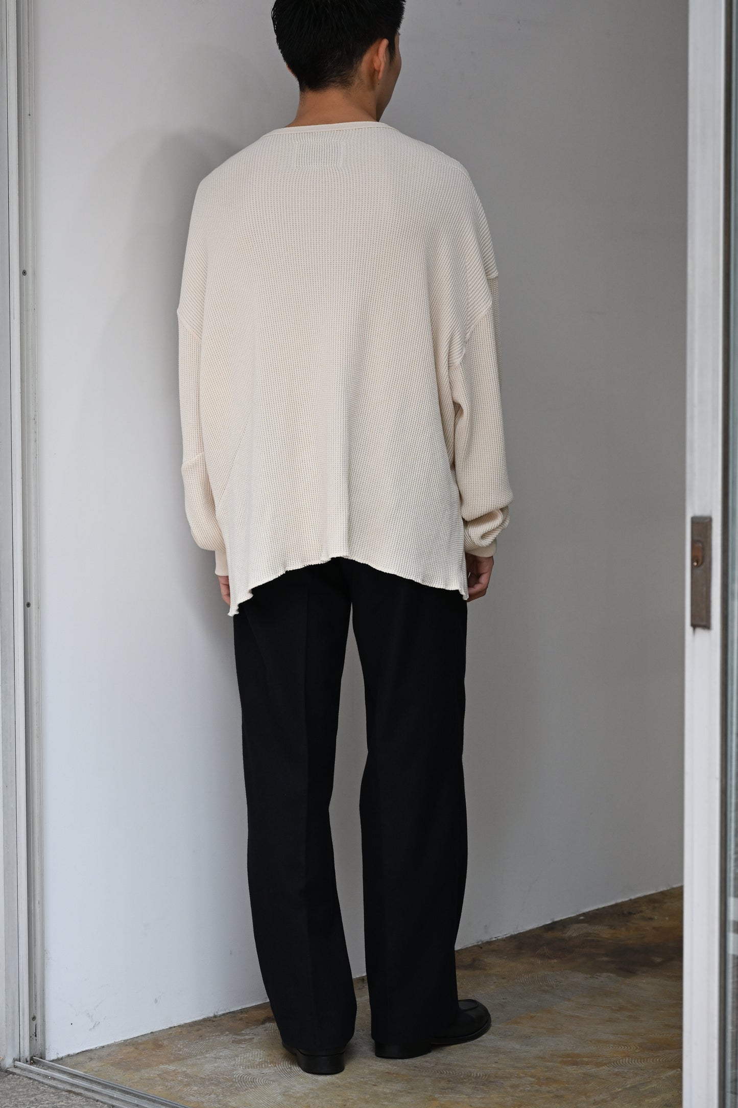 A MACHINE / Thermal Long sleeve T-shirt blanch pattern-city -ECRU