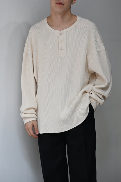 A MACHINE / Thermal Long sleeve T-shirt blanch pattern-city -ECRU