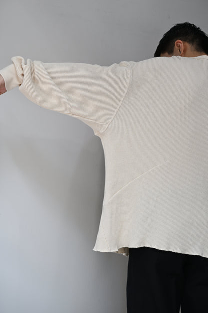 A MACHINE / Thermal Long sleeve T-shirt blanch pattern-city -ECRU