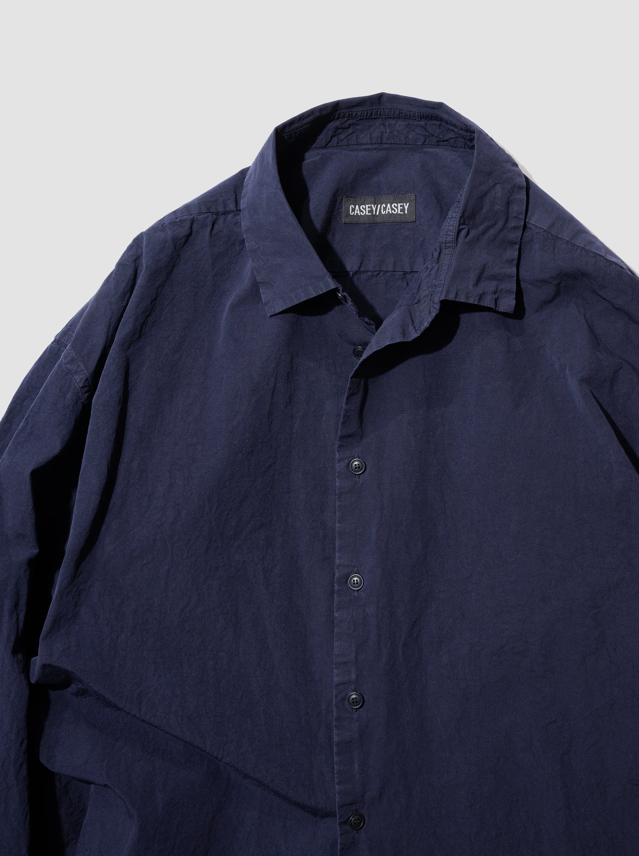 CASEY CASEYペーパーコットンシャツタグ付き後染めネイビー CASEY CASEY / HAMNET SHIRT -NAVY – and father
