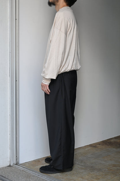 ANCELLM / BELTED WOOL SLACKS -BLACK