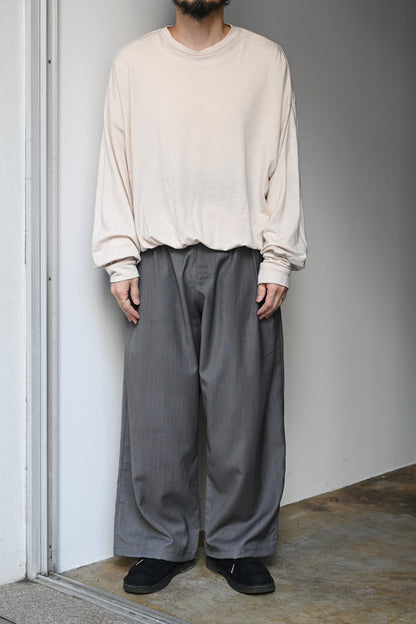 ANCELLM / BELTED WOOL SLACKS -GRAY