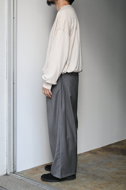 ANCELLM / BELTED WOOL SLACKS -GRAY