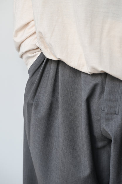 ANCELLM / BELTED WOOL SLACKS -GRAY