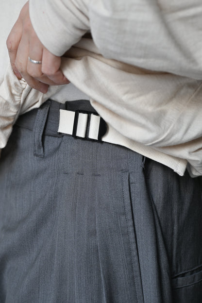 ANCELLM / BELTED WOOL SLACKS -GRAY