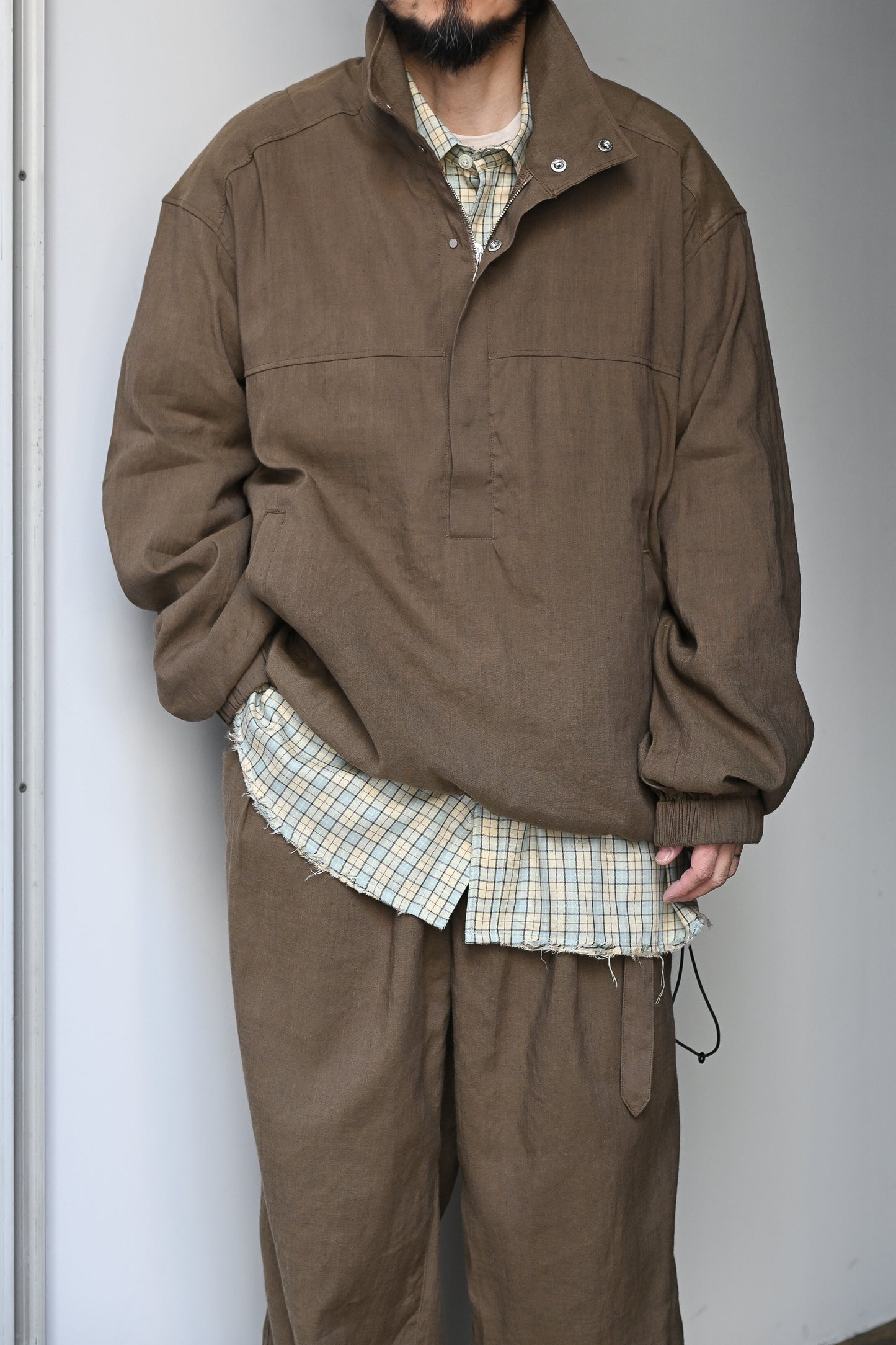 ANCELLM / L/N PULLOVER SHIRT -BROWN