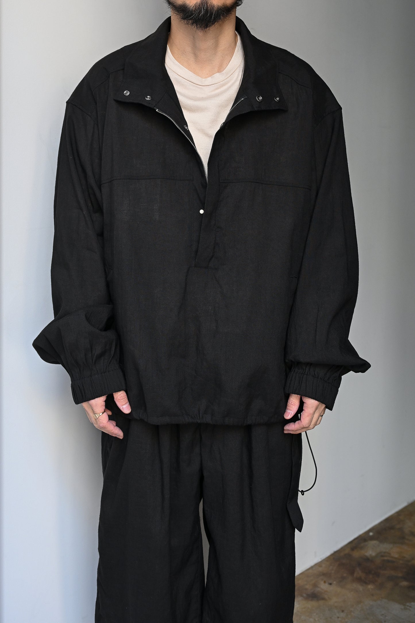 ANCELLM / L/N PULLOVER SHIRT -BLACK