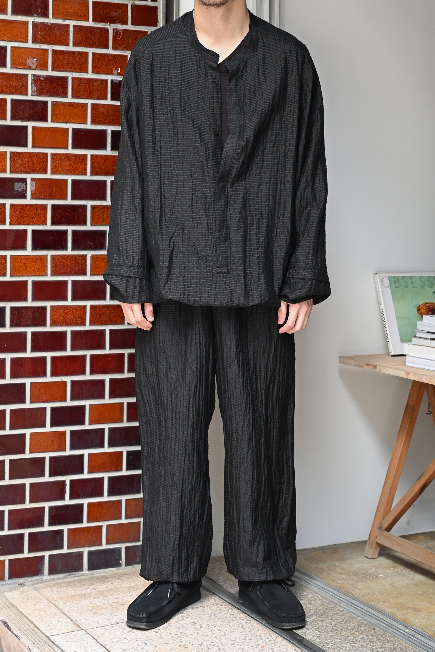 barbell object / uneven s/l top -BLACK
