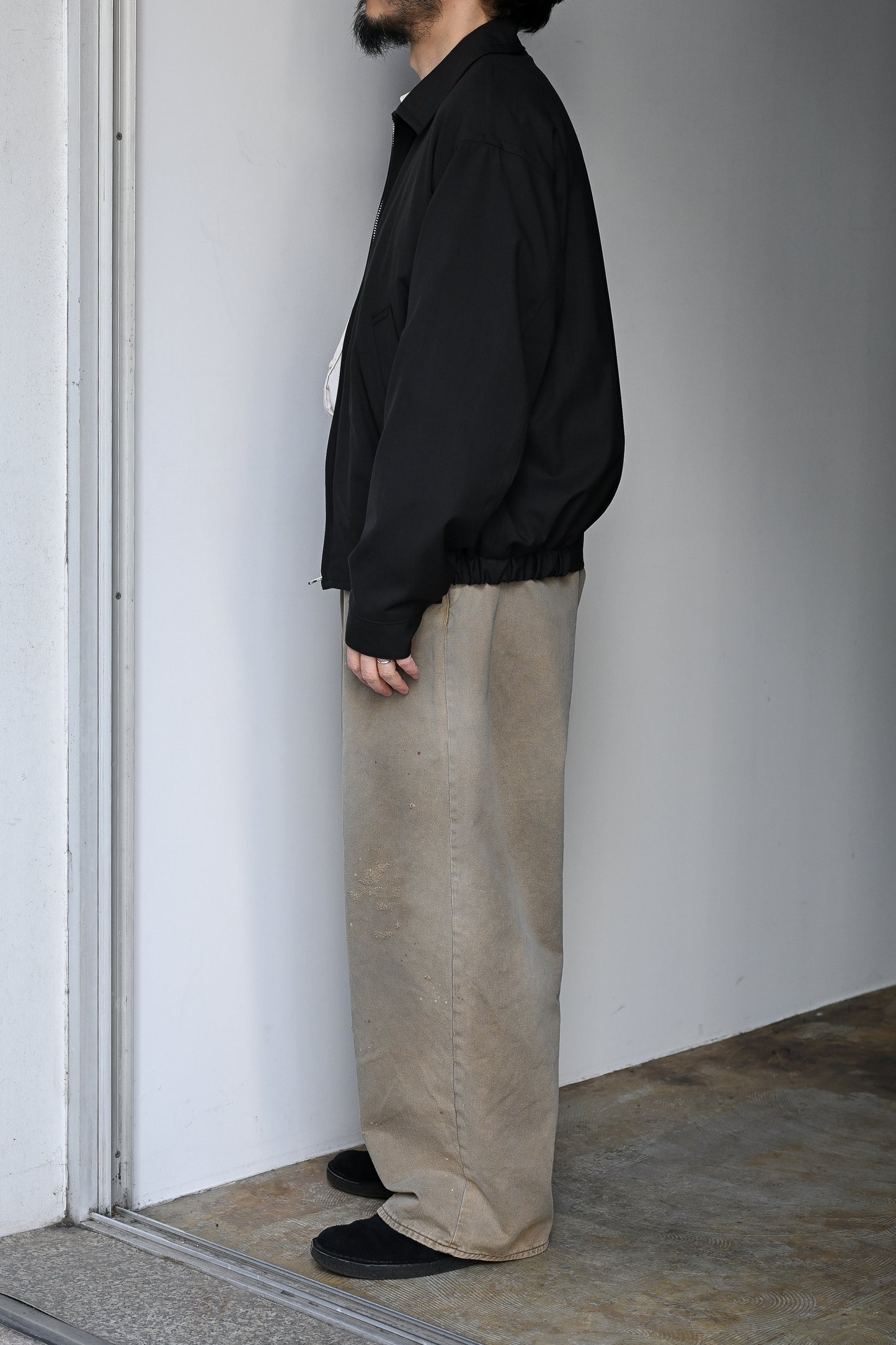 KAPTAIN SUNSHINE /  Wool Poplin Zip Blouson  -INK BLACK