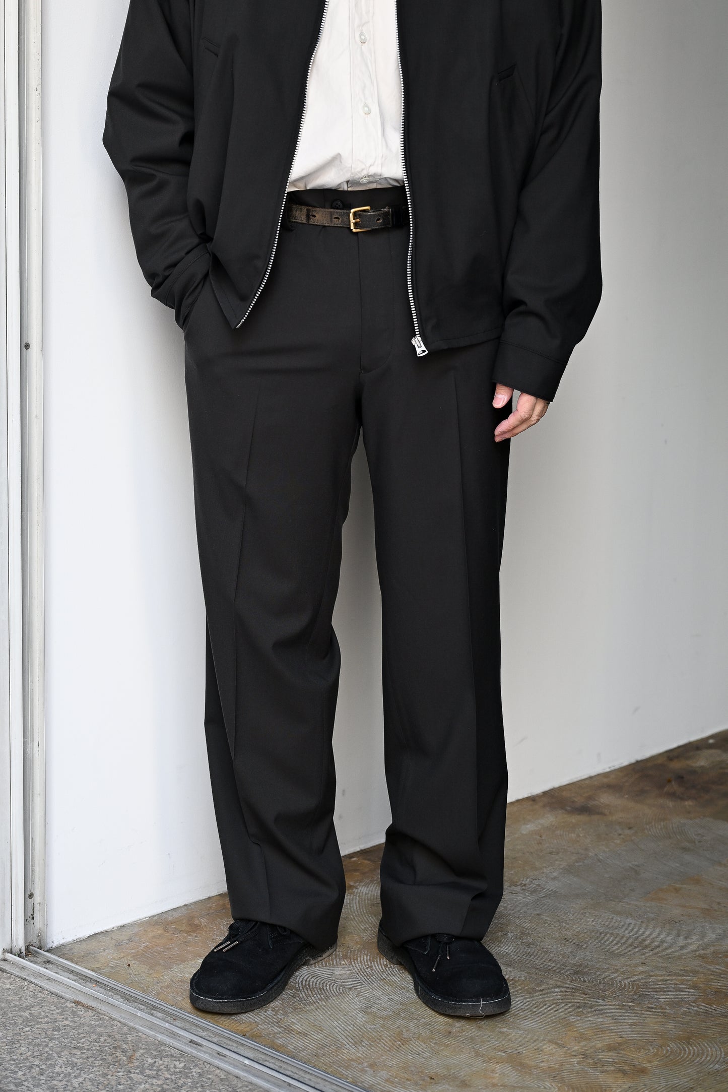 KAPTAIN SUNSHINE /  Wool Poplin Neutral Slacks -INK BLACK