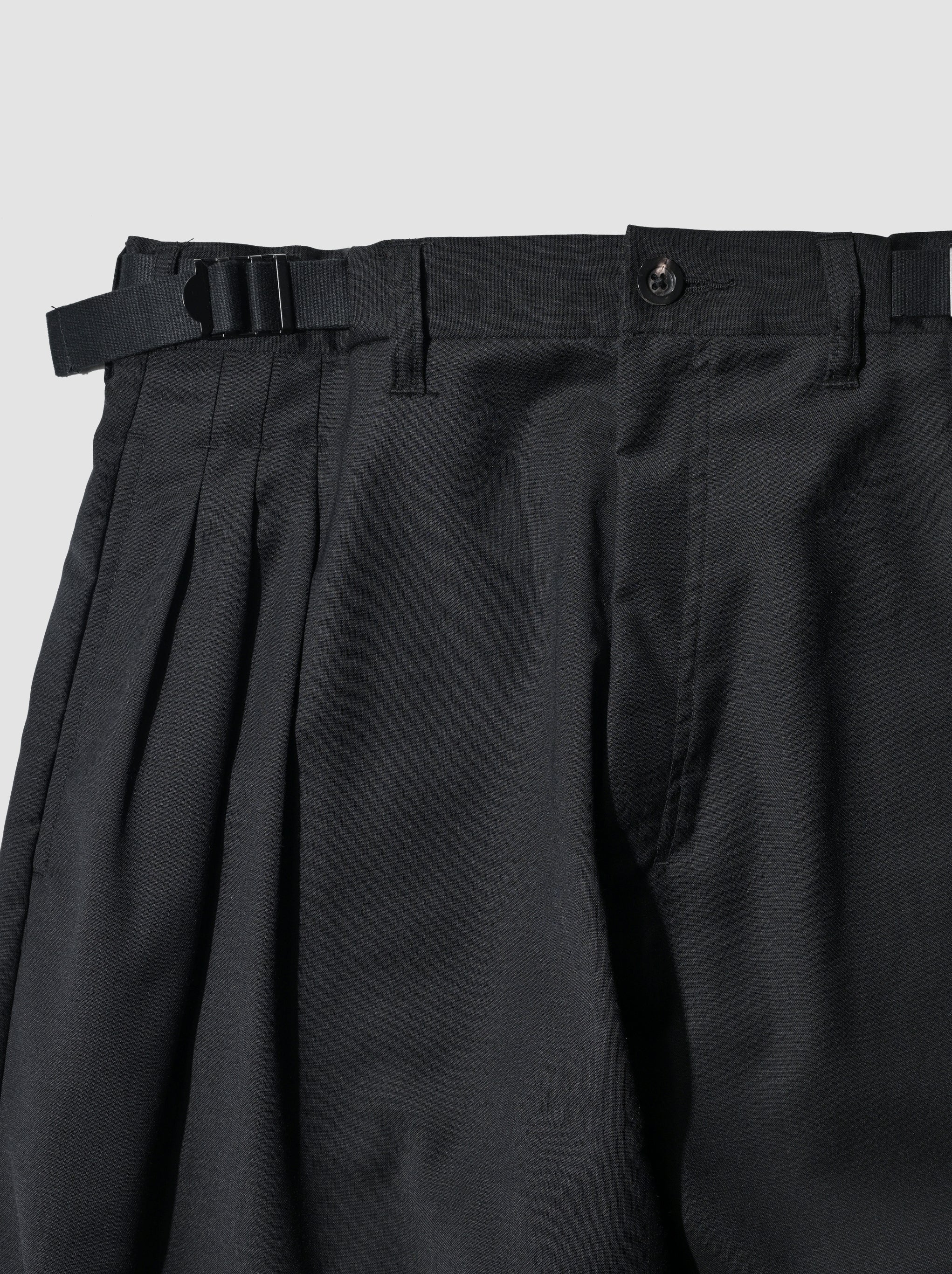 ANCELLM / BELTED WOOL SLACKS -BLACK – and father