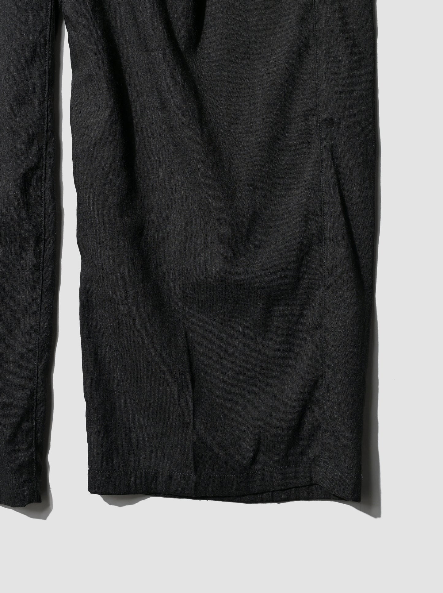 ANCELLM / LINEN POPLIN BELT-LESS SLACKS -BLACK